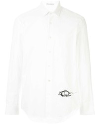 weißes und schwarzes bedrucktes Langarmhemd von JW Anderson