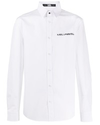 weißes und schwarzes bedrucktes Langarmhemd von Karl Lagerfeld