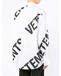 weißes und schwarzes bedrucktes Langarmhemd von Vetements