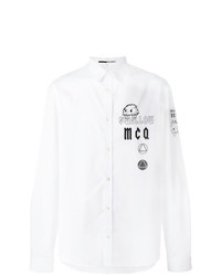 weißes und schwarzes bedrucktes Langarmhemd von McQ Alexander McQueen