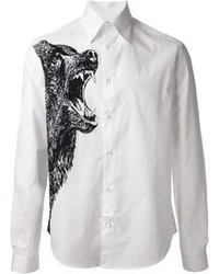 weißes und schwarzes bedrucktes Langarmhemd von McQ by Alexander McQueen