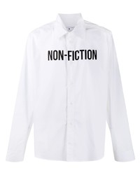 weißes und schwarzes bedrucktes Langarmhemd von Off-White
