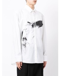 weißes und schwarzes bedrucktes Langarmhemd von Isabel Benenato