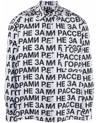 weißes und schwarzes bedrucktes Langarmhemd von PACCBET