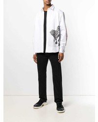 weißes und schwarzes bedrucktes Langarmhemd von Calvin Klein Jeans