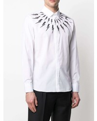 weißes und schwarzes bedrucktes Langarmhemd von Neil Barrett