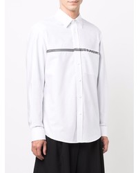 weißes und schwarzes bedrucktes Langarmhemd von Burberry