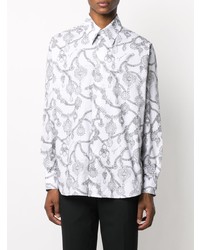 weißes und schwarzes bedrucktes Langarmhemd von Givenchy