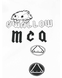 weißes und schwarzes bedrucktes Langarmhemd von McQ Alexander McQueen