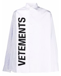 weißes und schwarzes bedrucktes Langarmhemd von Vetements