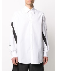 weißes und schwarzes bedrucktes Langarmhemd von Valentino