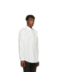 weißes und schwarzes bedrucktes Langarmhemd von Balenciaga