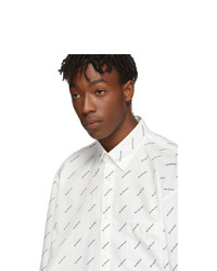 weißes und schwarzes bedrucktes Langarmhemd von Balenciaga