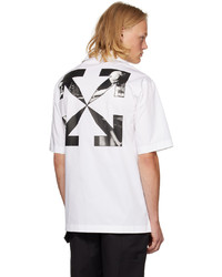 weißes und schwarzes bedrucktes Langarmhemd von Off-White