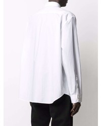 weißes und schwarzes bedrucktes Langarmhemd von Raf Simons