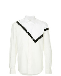 weißes und schwarzes bedrucktes Langarmhemd von Yoshiokubo