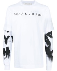 weißes und schwarzes bedrucktes Langarmshirt von 1017 Alyx 9Sm