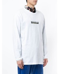 weißes und schwarzes bedrucktes Langarmshirt von Supreme