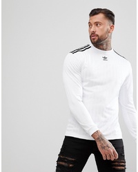 weißes und schwarzes bedrucktes Langarmshirt von adidas Originals