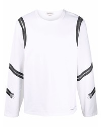 weißes und schwarzes bedrucktes Langarmshirt von Alexander McQueen