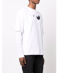 weißes und schwarzes bedrucktes Langarmshirt von Off-White