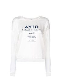 weißes und schwarzes bedrucktes Langarmshirt von Aviu
