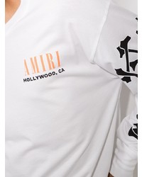 weißes und schwarzes bedrucktes Langarmshirt von Amiri