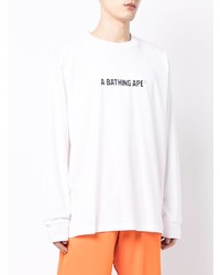 weißes und schwarzes bedrucktes Langarmshirt von A Bathing Ape