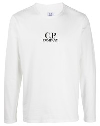 weißes und schwarzes bedrucktes Langarmshirt von C.P. Company