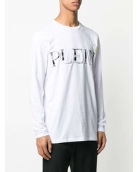 weißes und schwarzes bedrucktes Langarmshirt von Philipp Plein