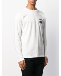 weißes und schwarzes bedrucktes Langarmshirt von Stussy