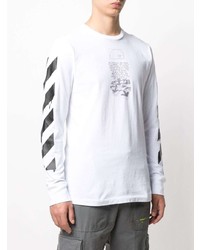 weißes und schwarzes bedrucktes Langarmshirt von Off-White