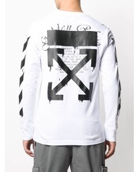 weißes und schwarzes bedrucktes Langarmshirt von Off-White