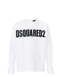 weißes und schwarzes bedrucktes Langarmshirt von DSQUARED2