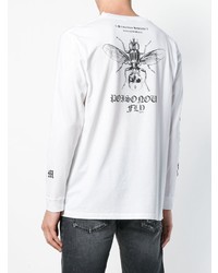 weißes und schwarzes bedrucktes Langarmshirt von Marcelo Burlon County of Milan