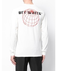 weißes und schwarzes bedrucktes Langarmshirt von Off-White