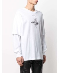 weißes und schwarzes bedrucktes Langarmshirt von Off-White