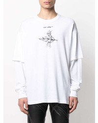 weißes und schwarzes bedrucktes Langarmshirt von Off-White