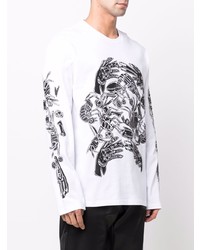 weißes und schwarzes bedrucktes Langarmshirt von Charles Jeffrey Loverboy