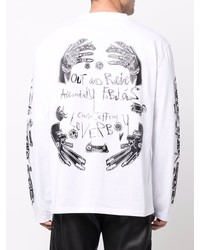 weißes und schwarzes bedrucktes Langarmshirt von Charles Jeffrey Loverboy