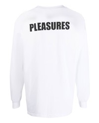 weißes und schwarzes bedrucktes Langarmshirt von Pleasures