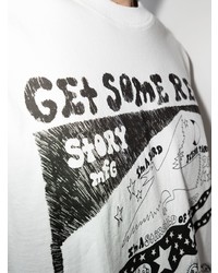 weißes und schwarzes bedrucktes Langarmshirt von Story Mfg.