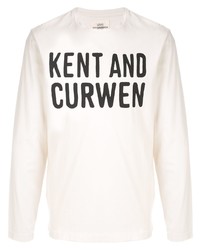 weißes und schwarzes bedrucktes Langarmshirt von Kent & Curwen