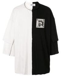 weißes und schwarzes bedrucktes Langarmshirt von Kidill