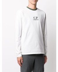 weißes und schwarzes bedrucktes Langarmshirt von C.P. Company