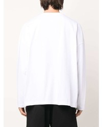 weißes und schwarzes bedrucktes Langarmshirt von Moschino