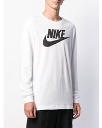 weißes und schwarzes bedrucktes Langarmshirt von Nike