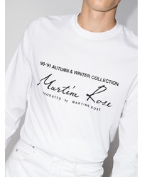 weißes und schwarzes bedrucktes Langarmshirt von Martine Rose