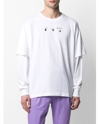 weißes und schwarzes bedrucktes Langarmshirt von Off-White