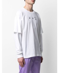 weißes und schwarzes bedrucktes Langarmshirt von Off-White